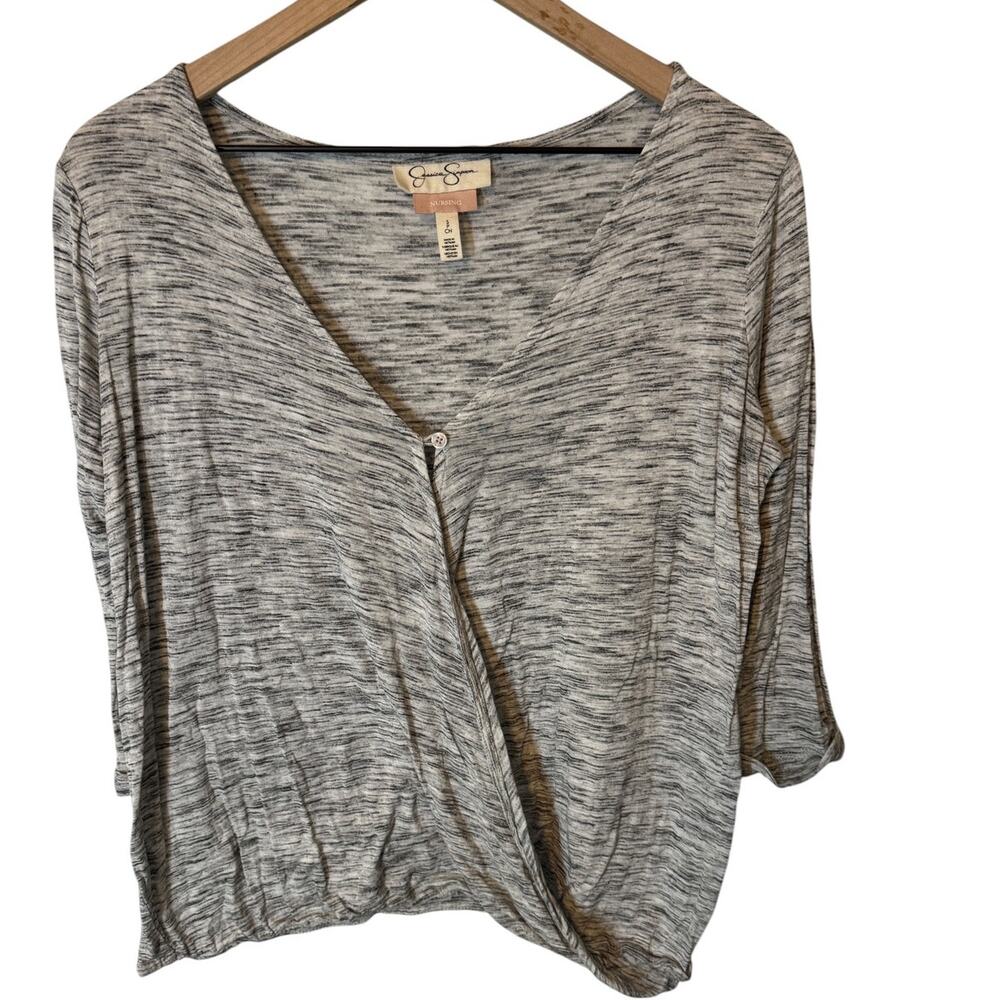 Jessica Simpson Nursing Top Gray 3/4 Sleeve Breastfeeding Small
